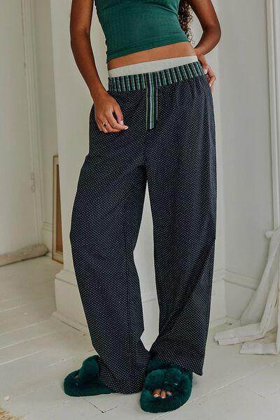 Polka Dot Elastic Waist Wide Leg Pants for Stylish Comfort