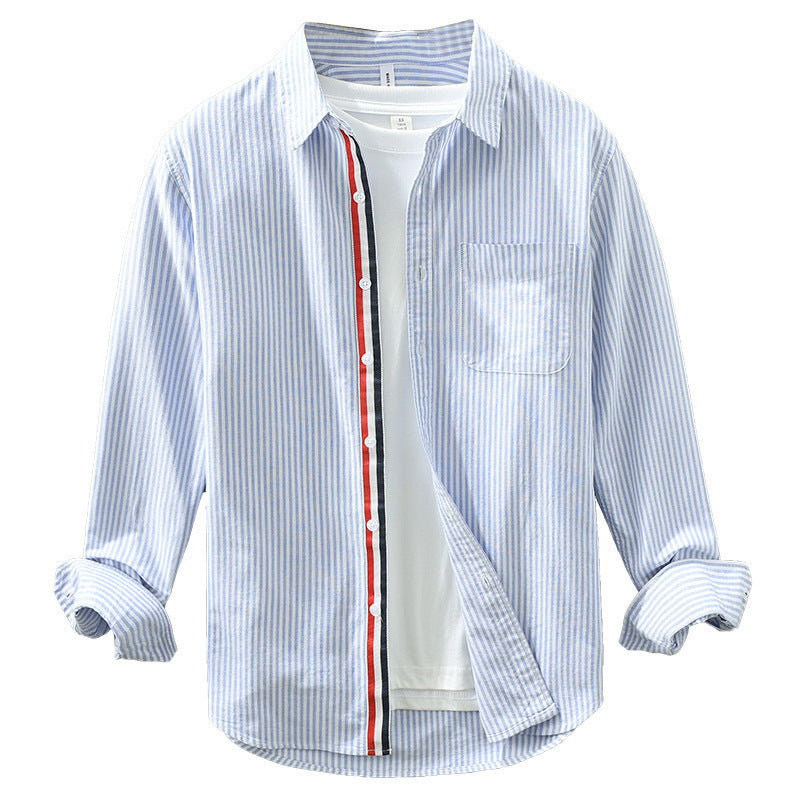Autumn Japanese Striped Men's Long Sleeve Shirt