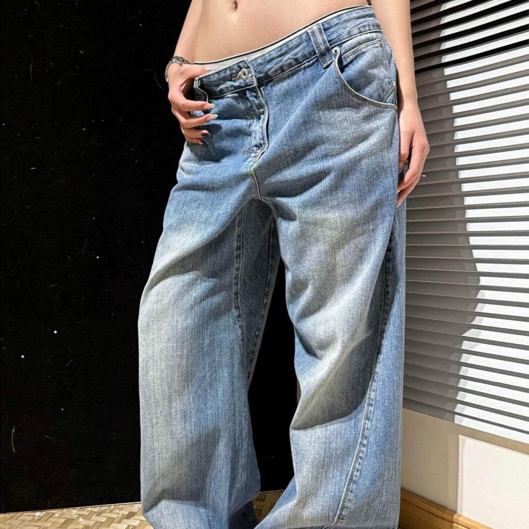 Retro Washed Cropped Jeans For Women