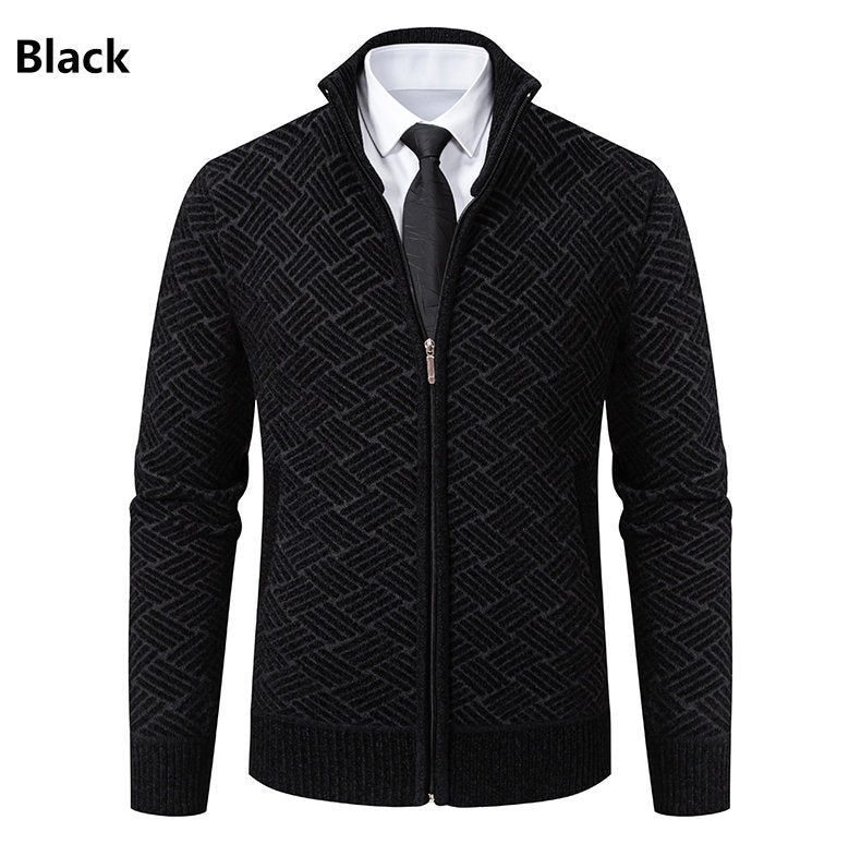 Men's Casual Stand-collar Knit Cardigan Jacket