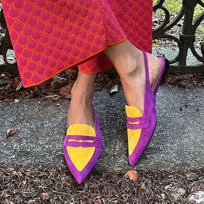 Pumps Pointed Flat Color Low Square Heel Plus Size Women