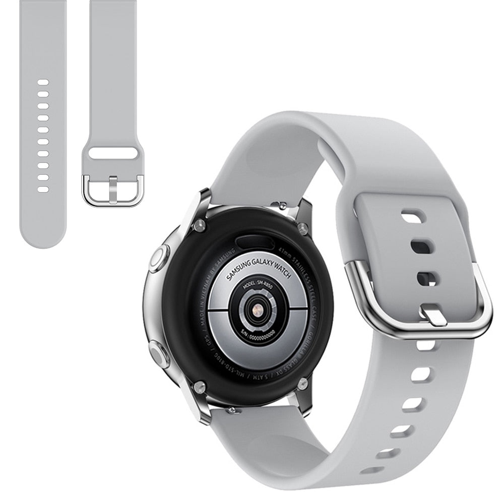 Suitable for Samsung Galaxy Watch Active2 Solid Color Silicone Strap 20/22mm Universal Strap