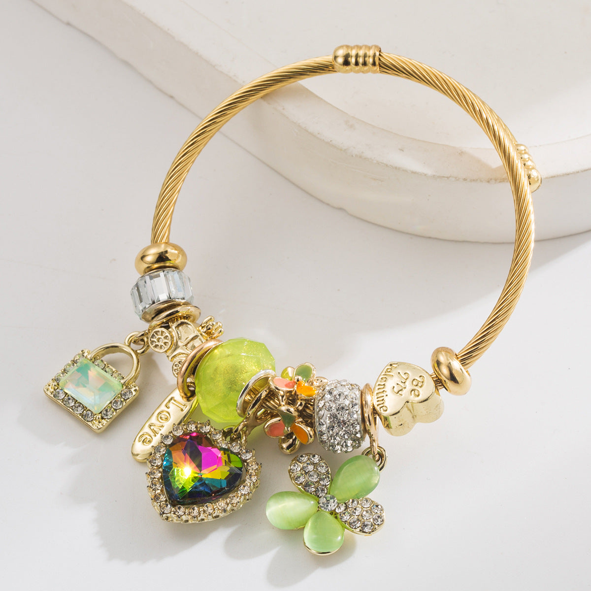Fashionable Heart-Shaped Stainless Steel Bracelet