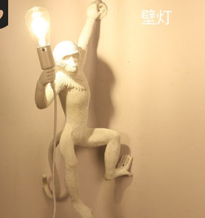 Resin Black White Gold Monkey Lamp Pendant Light For Living Room Lamps Art Parlor Study Room Led Lights lustre With