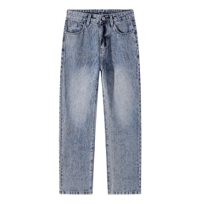 Mens Relaxed-fit Wide-leg Casual Straight-leg Pants