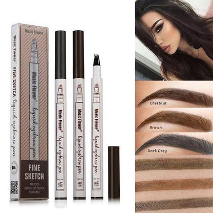 Waterproof Four-Claw Eyebrow Pen - Natural Eyebrow Tint Fork Tip Pencil