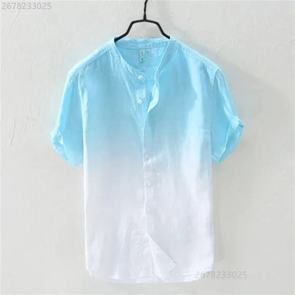 Breathable Comfortable Resort-style Ombre Short-sleeve Shirt
