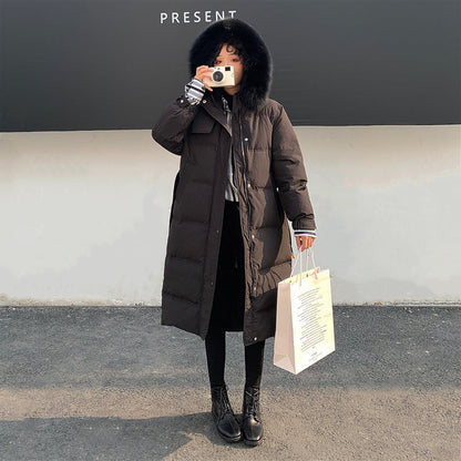 Large fur collar down jacket women