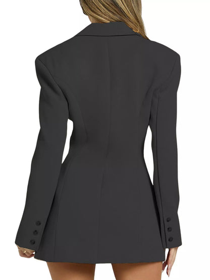 Lapel Collar Fitted Blazer Dress