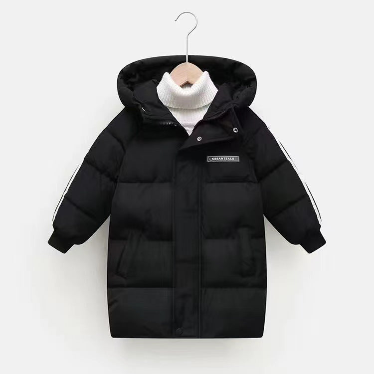 Mid-length Thickened Children's Down And Wadded Jacket
