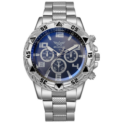 Men's casual sports men's watch steel strap quartz watch large dial