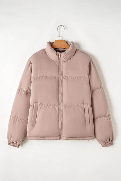 Turtleneck Zip Up Long Sleeve Winter Coat for Women