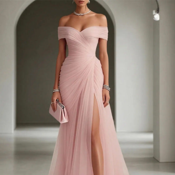 Evening Dress Cross-Border Off-Shoulder European And American Style Womens Dress