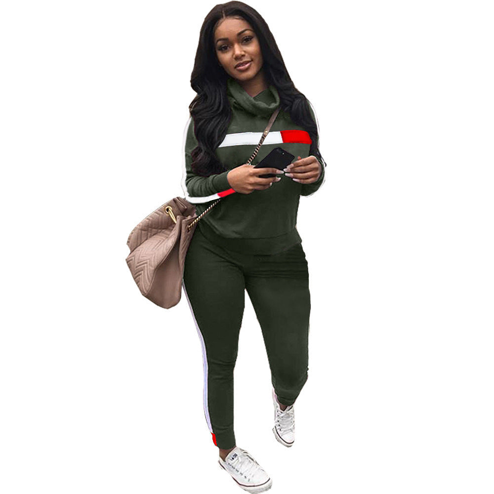 Womens Minimalist Stylish Casual Patchwork Sportswear Set