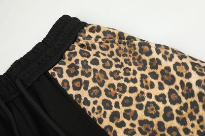 Leopard-print Patchwork Boot-cut Pants Unisex