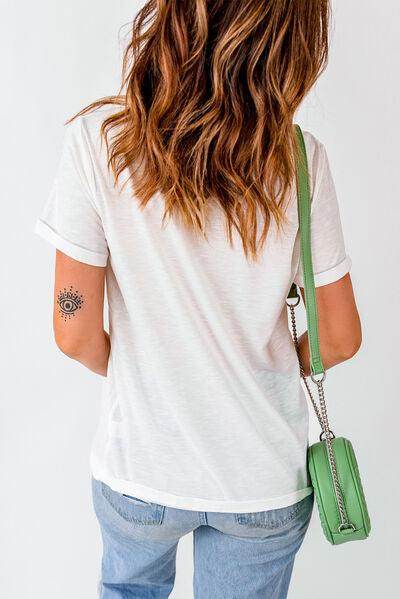 Pumpkin & Flower Round Neck Short Sleeve T-Shirt for Women