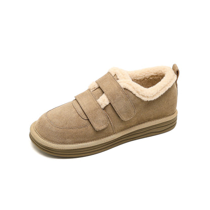 Thick-Soled Snow Boots For Women Winter Velcro Fleece-Lined Shoes Maillard Plush Cotton Shoes