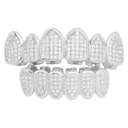 Hip hop braces with copper zircon micro inlaid with real gold Halloween teeth decoration exaggerated hiphopgrills