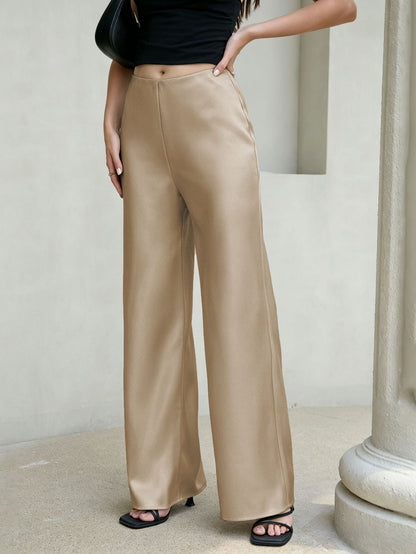 Cross-Border Amazon Acetate Satin Wide-Leg Pants For Women, Light Luxury High-End Casual Pants, High-Waisted Drapey Straight-Leg Long Pants