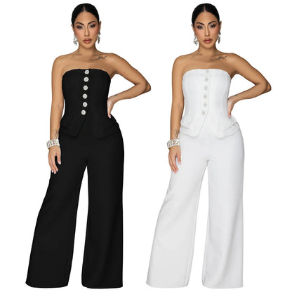 Womens Sexy Strapless Backless Jumpsuit