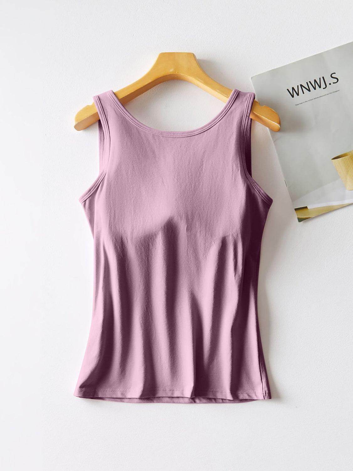 Round Neck Tank with Bra for Comfortable Everyday Wear