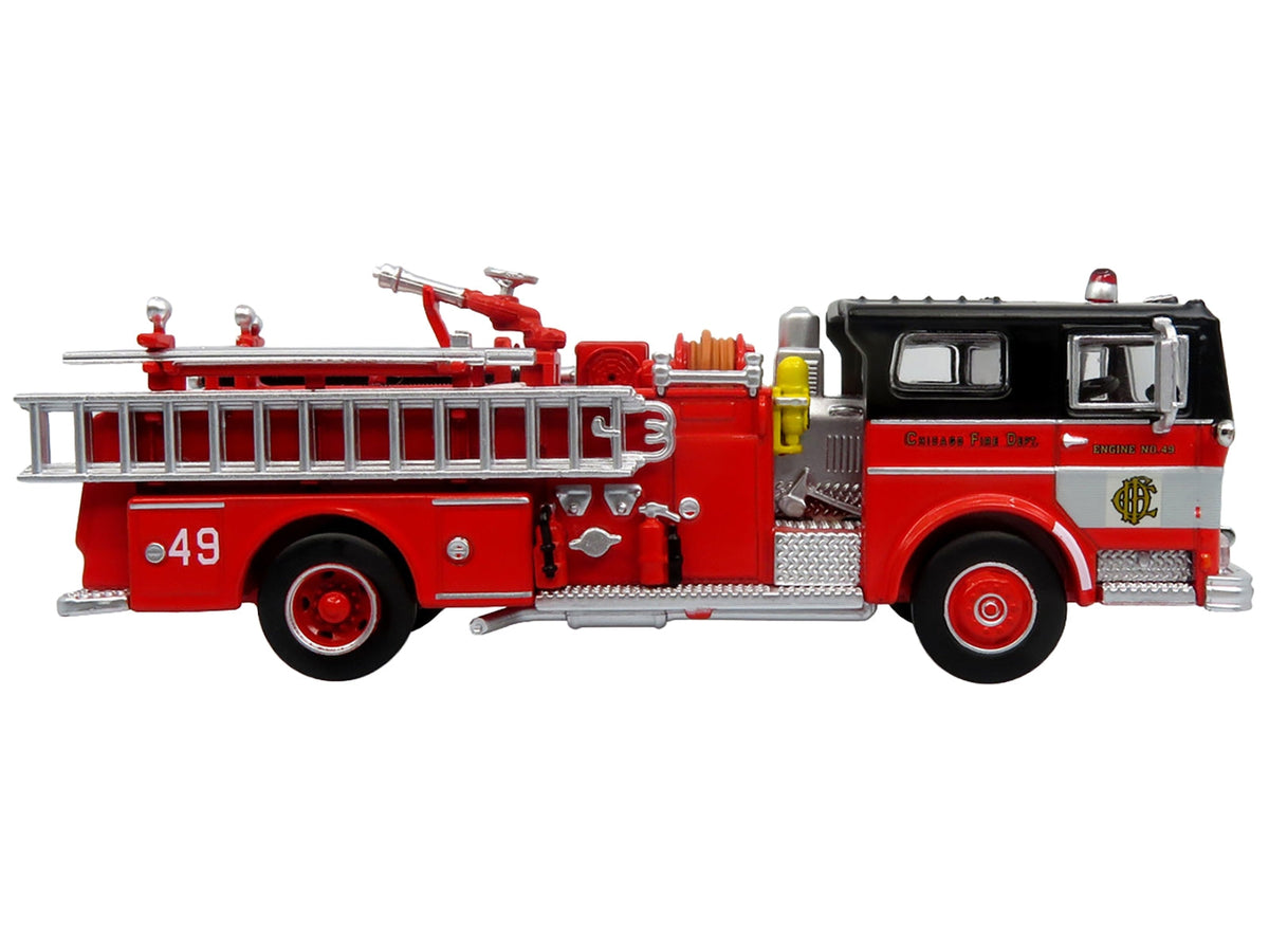 1974 Ward LaFrance Fire Engine "Chicago Fire Department - Engine 49" Red with Black Top "5 Alarm" Series Limited Edition 1/87 (HO) Diecast Model by Iconic Replicas