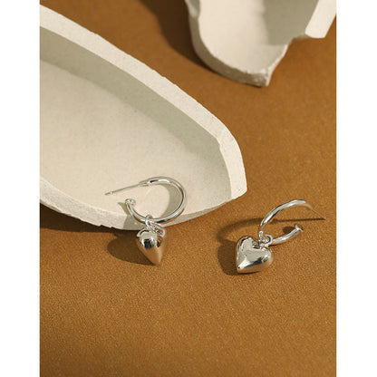 Simple temperament love heart-shaped pendant earrings women's versatile earrings