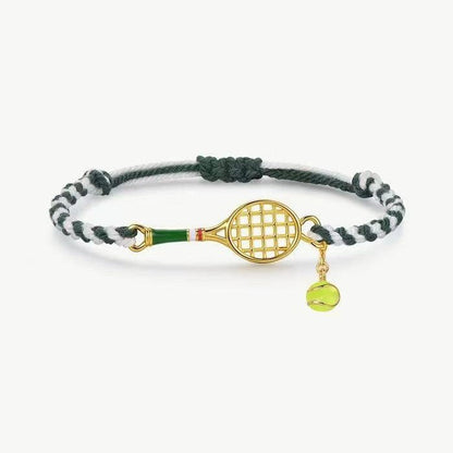 Tennis Racket Woven Pendant Adjustable Bracelet