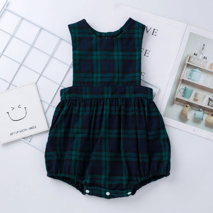 Baby Plaid Long Sleeve Climbing Suit Set
