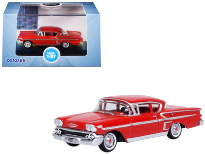 1958 Chevrolet Impala Sports Coupe Rio Red 1/87 (HO) Scale Diecast Model Car by Oxford Diecast