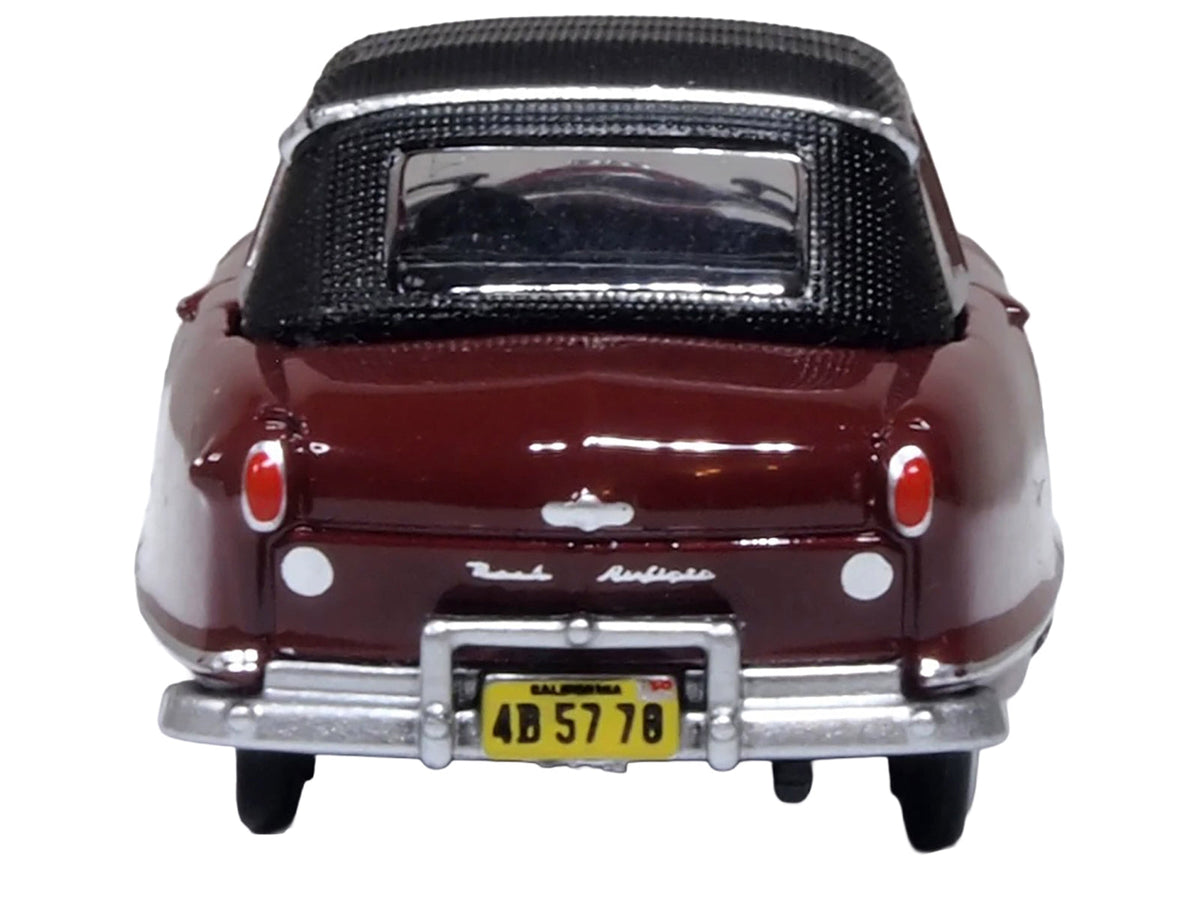 1950 Nash Rambler Custom Landau Convertible (Closed) Sunset Maroon with Black Top 1/87 (HO) Scale Diecast Model Car by Oxford Diecast
