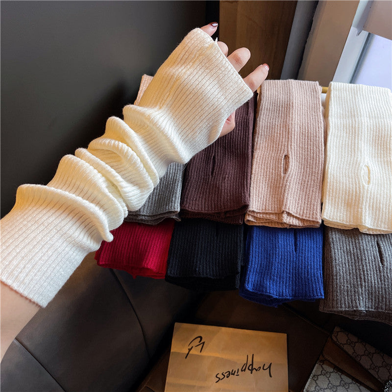 Versatile Gloves For Girls Arm Warmers Knitted Sleeves Long Fingerless Covers