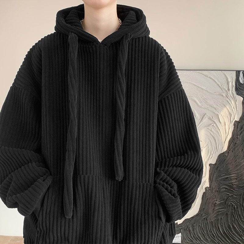 Mens Corduroy Hoodie Fleece-lined And Extra-thick
