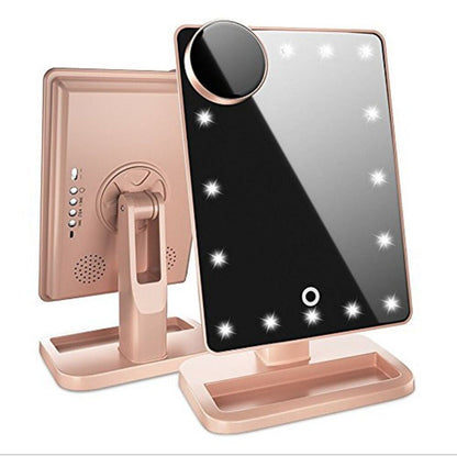Touch Screen LED Makeup Mirror with Bluetooth Speaker and 10X Magnification