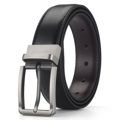 Gentleman Business Style Men's Leather Business Rotation Pin Buckle Belt