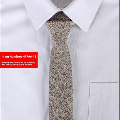 Solid Color Korean Style Narrow Cotton Men's 6cm Formal Wear Business Casual Wedding Tie