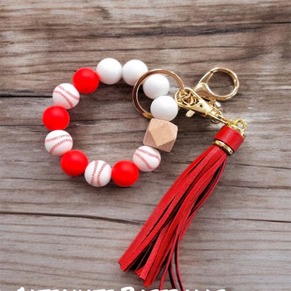 Silicone Cartoon Soccer Bead Bracelet Keychain