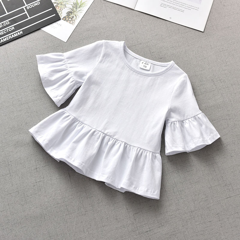 Children's Ruffled Sleeve T-shirt Summer Bottoming