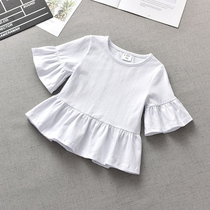 Children's Ruffled Sleeve T-shirt Summer Bottoming