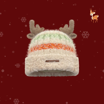 Christmas Deer Antler Knitted Hat