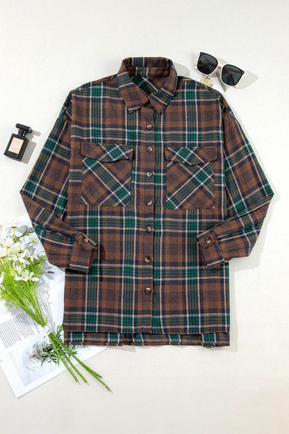 Plaid Button Up Long Sleeve Jacket for Women Stylish Fit