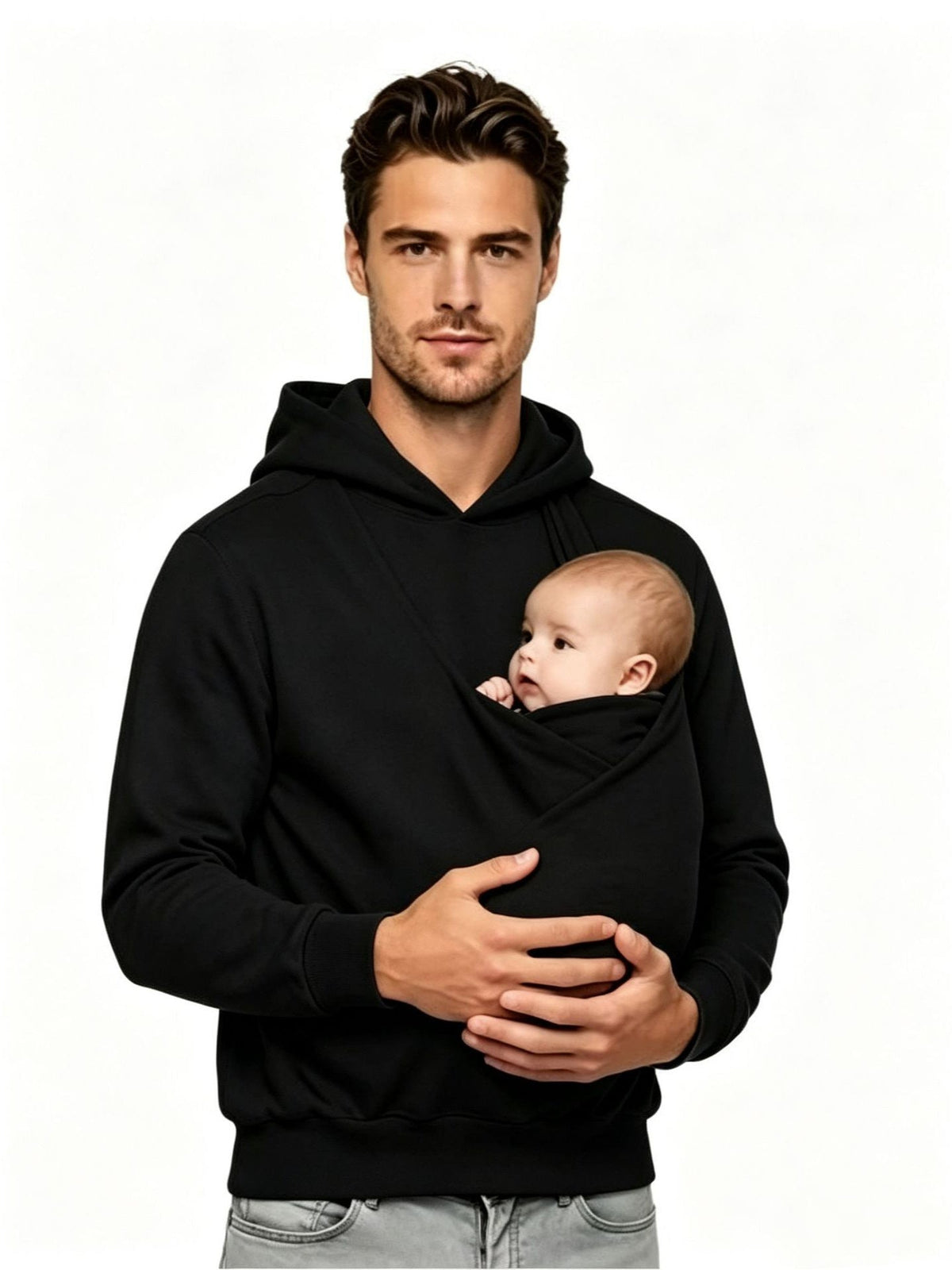 2026 New European And American Style Unisex Kangaroo Pocket Multi-functional Parent-child Nursing Hoodie For Autumn And Winter