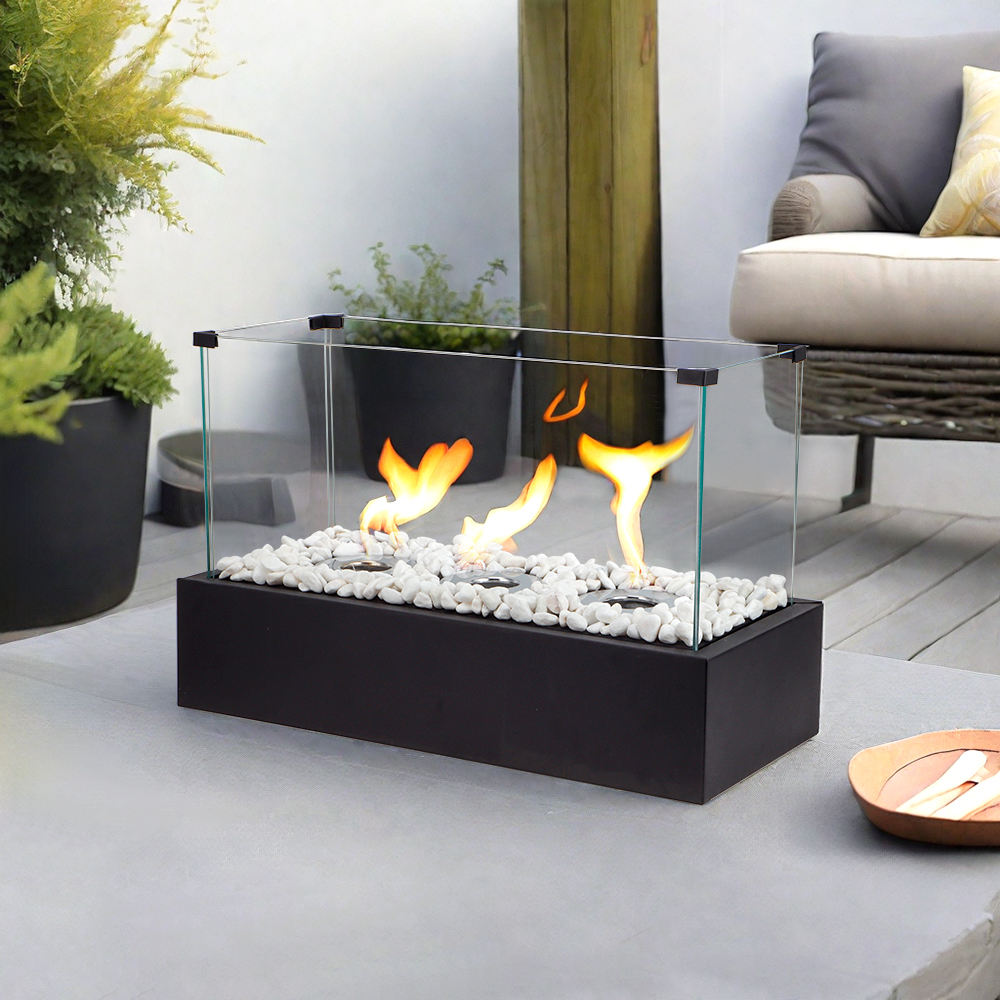Rectangular three hole alcohol fireplace desktop home real fire heating alcohol lamp outdoor portable stove