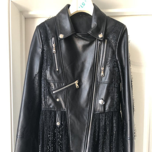 Leather Women's Short Motorcycle Zipper