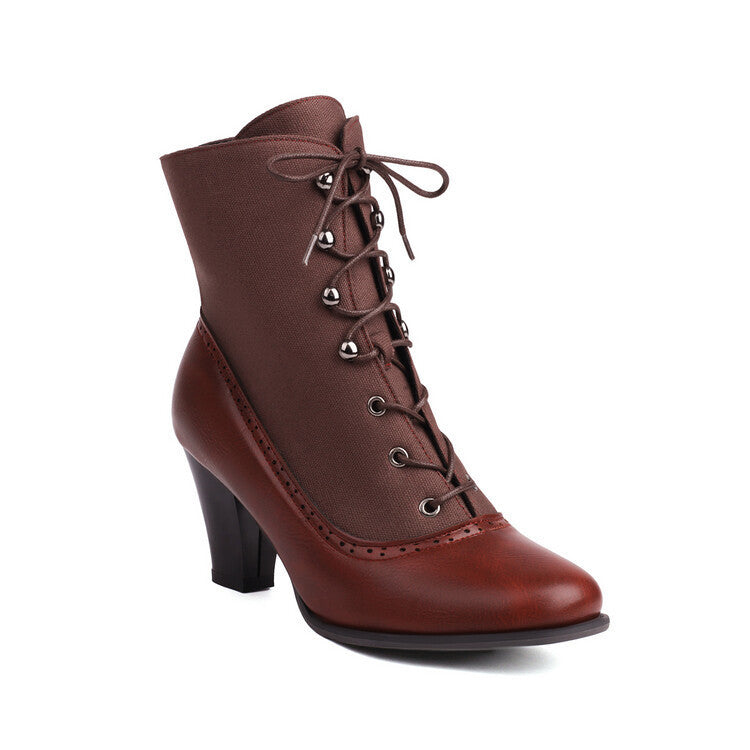 Retro British Style Cone-shaped Heel Martin Boots