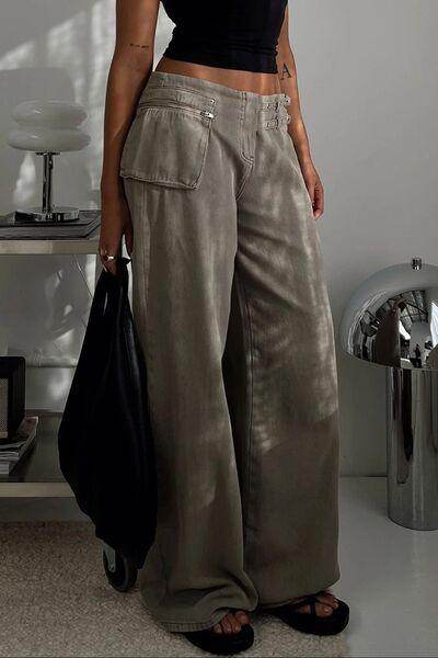 Stylish Wide Leg Jeans with Pockets for Everyday Wear