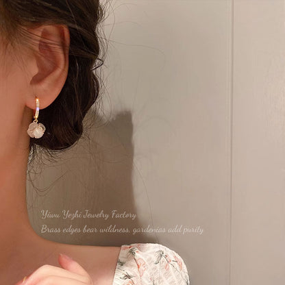 Trendy Cat's Eye Stone Ball Micro-Inlaid Zircon Earrings With A Light Luxury And High-End Design For Women
