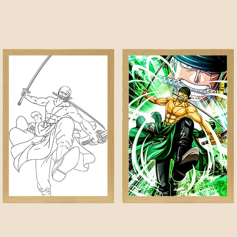 One Piece Creative Photo Frame Night Light Toy Anime Character Luffy Zoro Night Light Bedside Decoration Painting Christmas Gift