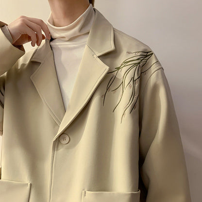 Mens Autumn Casual Stand-Up Collar Blazer