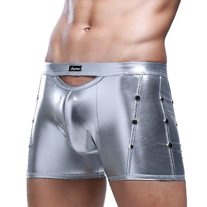 Simple Men's Boxer Patent Leather Briefs